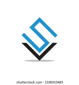 abstract letters sv geometric line logo vector