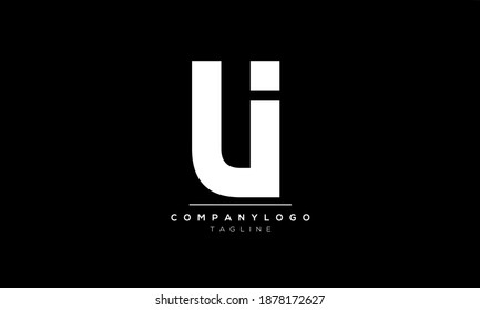 Abstrakte Buchstaben ui, Linked Logo. Vorlage für flaches Vectorlogo