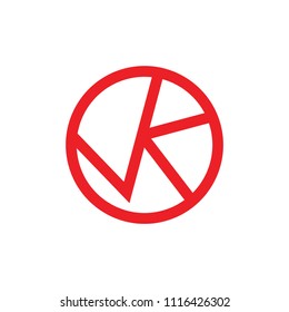 abstract letters vk circle lines design logo