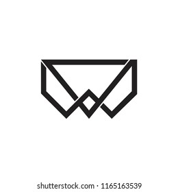 abstract letters vw overlapping lines logo vector