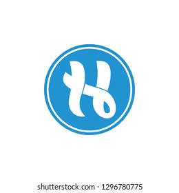 abstract letters y h linked curves design logo