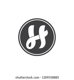 abstract letters y h linked curves design logo