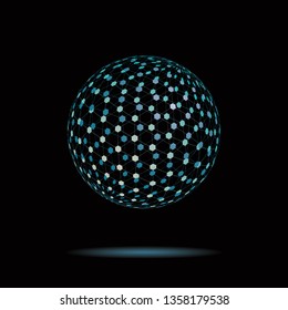 Resumen levitando esfera de tesseract transparente sobre ilustración vectorial de fondo negro