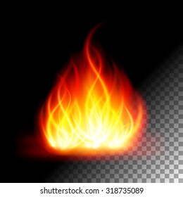 Abstract lfire flame  light on transparent background vector illustration. Easy replace use to any image.