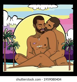 abstract of an LGBT person making love to the twilight sky