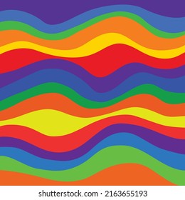 Abstract LGBTQ background with curve and wave in layer. Bright sample with colorful shapes. Vector illustration.