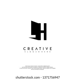 abstract LH logo letter in shadow shape design concept