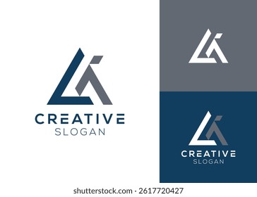 Abstract LIA initials with geometric triangle logo design for finance and building