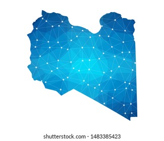 Abstract Libya Map geometric rumpled triangular low poly style gradient graphic on white background , line dots polygonal design for your . Vector illustration eps 10