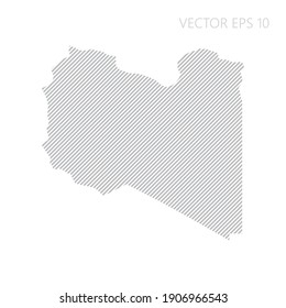 Abstract Libya map with gray diagonal lines. Libya stripes map. Vector illustration EPS10.