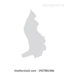Abstract Liechtenstein map with gray diagonal lines. Liechtenstein stripes map. Vector illustration EPS10.