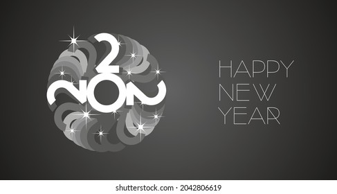 Abstract life circle of new year 2022 black and ultra light typography gray color background greeting card