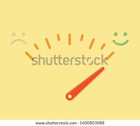 Abstract life happiness meter illustration with sad and happy smile and arrow. Idea - happiness-o-meter, feeling test, moods, sadness and depression, relationships, life quality etc.  Foto stock © 