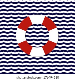 abstract lifebuoy symbol on the seamless chevron background vector