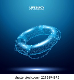 Abstract lifebuoy in technology blue on dark background. Vector illustration