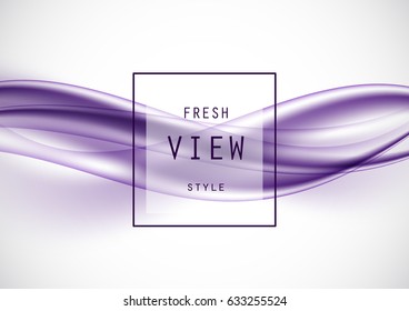 Abstract light art design template with purple elegant dynamic waves in smooth style. Vector illustration