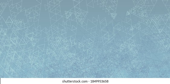 Abstract light azure background with chaotic many thin triangles. Subtle vector graphic pattern