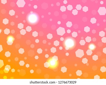 Abstract light background. Bokeh effect. Hexagons on gradient backdrop. Vector illustration