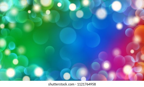 Abstract light background with bokeh effects in green, blue and purple colors
