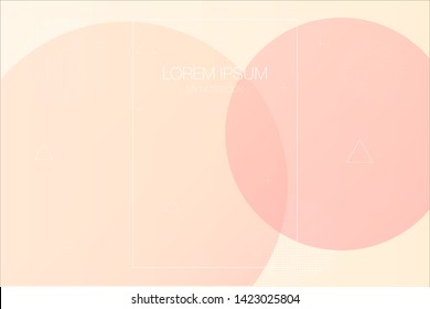 Abstract light background and brochure design with pastelle colored circles, dotted circles, triangles and plus symbols. Ideally design for corporate notebooks and advertising brochures.