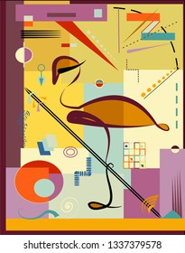 Antecedentes abstractos, estilo de arte expresionista, flamingo
