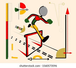 Abstract  light  background ,expressionism art style,obstacle course