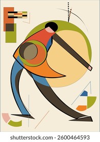 Abstract  light  background ,expressionism art style,figure throwing something