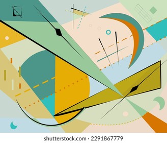 Arrière-plan abstrait clair, formes géométriques et courbes élégantes, style d'art expressionniste