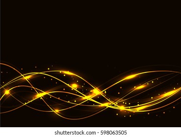 Abstract light background with gold lines
