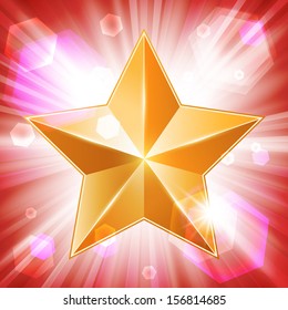 Abstract light background with gold star in the middle. Design element. Vector illustration. Stock vector
