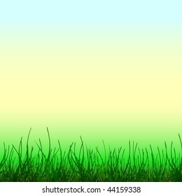Abstract light background with green grass (vector, EPS 10)