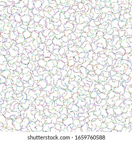 Fondo claro abstracto con muchos puntos. Patrón vectorial transparente de cadenas de puntos multicolor sobre un fondo blanco.