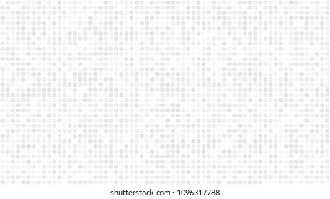 Abstract light background of small circles or pixels in white and gray colors.
