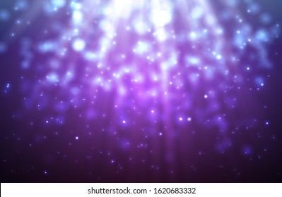 Abstract light background. Spotlight and bokeh effect with purple and blue color. Vector.