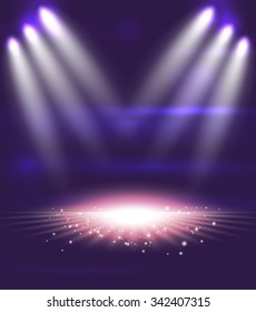 Abstract light background with spotlight and glow sparks