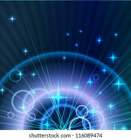 Abstract light Background with stars and circles, vector