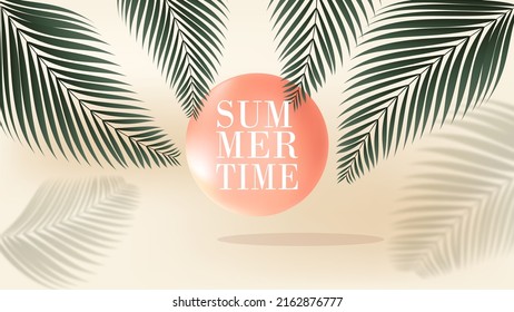 abstract light background. summer background with palm leaves and a layer with a shadow. summer time