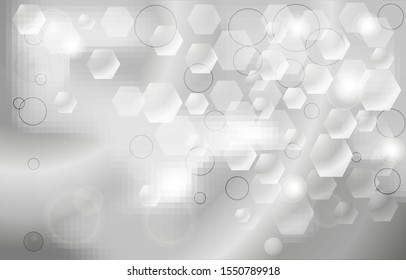 Abstract light background with transparent circles, shapes and highlights