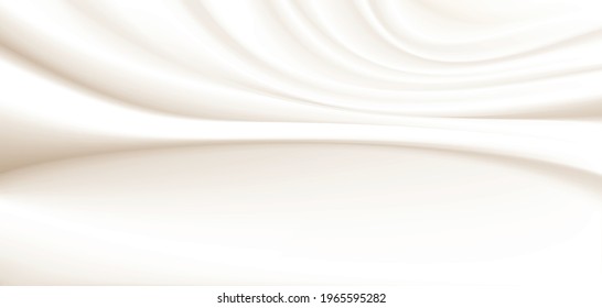 Abstract Light Beige Silk background Design for product advertising for catalog.Cream curve cloth background.fabric background. smooth satin texture vector.