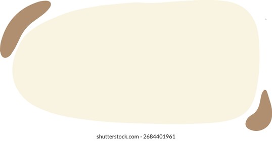 Abstract light beige wide blob shape with brown accents on both sides.