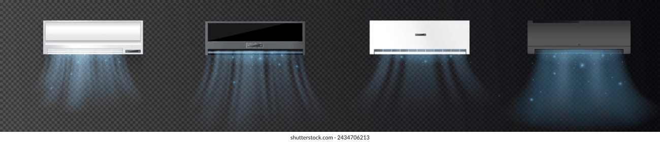 Abstract light blowing effect from air conditioner, air purifier or humidifier. Air conditioner with cold wind effect. Wind Wave Effect. Realistic movement of a thin stream of water