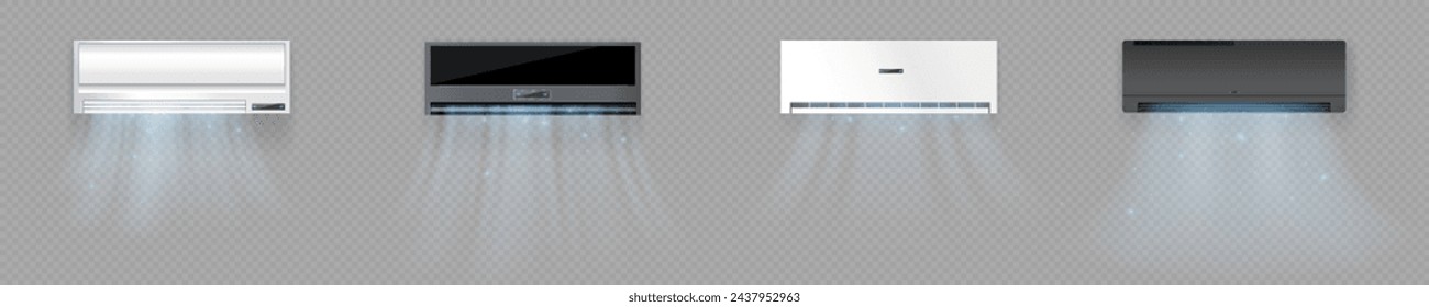 Abstract light blowing effect from air conditioner, air purifier or humidifier. Air conditioner with cold wind effect. Wind Wave Effect. Realistic movement of a thin stream of water