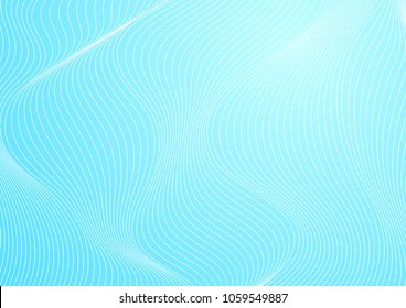 Abstract light blue 3d curved waves refraction geometric background. Vector tech design