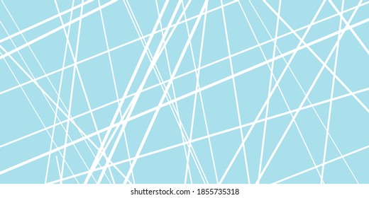 Abstract light blue background with an chaotic white lines. Pattern for invitation, web, textile, wallpaper, wrapping paper. Vector illustration