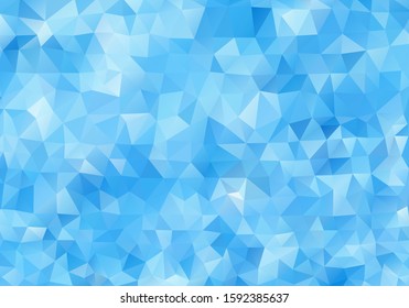 Abstract light blue background. Colorful polygonal mosaic pattern template. Blue vector triangle geometric backdrop. Modern low poly closeup of colorful ice for wallpaper design. Geometric template