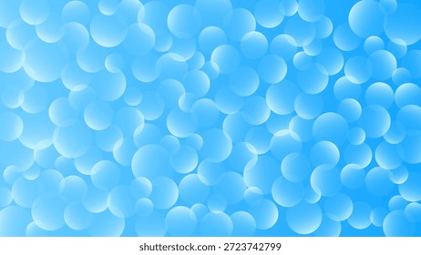 Fundo azul claro abstrato com formas de círculo de bolha macia e transparente. Ideal para temas relacionados a tecnologia, ciência, saúde, água, limpeza e design futurista