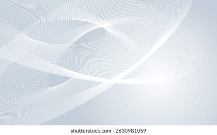 Abstract Light Blue Background with Flowing White Lines for Modern Design Projects, Vector Illustration, Smooth Wave Texture, Elegant Graphic Template