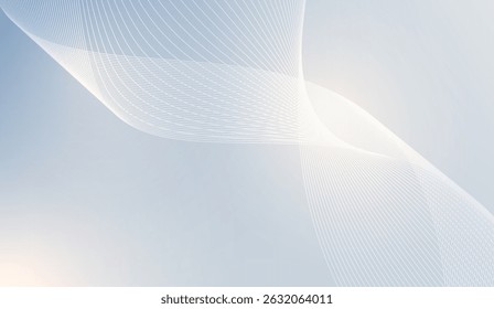 Abstract Light Blue Background with Flowing White Lines for Modern Design Projects, Calm and Serene Visuals Suitable for Templates and Presentations