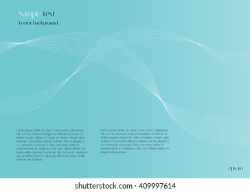 Abstract light blue background with flowing white lines. Vector background for design magazines and leaflets