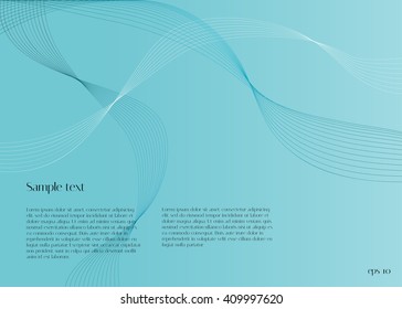 Abstract light blue background with flowing white and blue lines. Vector background for design magazines and leaflets